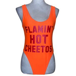 Americana Women's Neon Orange Logo One Piece Swimsuit Sexy Fun Sz M/L